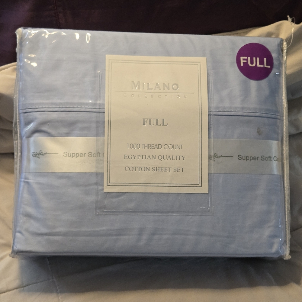 Milano Collection NWT Full Size Light Blue Sheet Set - Picture 5 of 6
